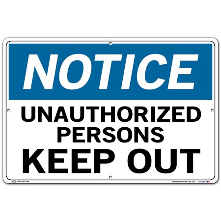 Vestil Aluminum Composite Sign, 12-1/2" Height, 18-1/2" Width, Aluminum Composite, Rectangle, English SI-N-64-D-AC-130